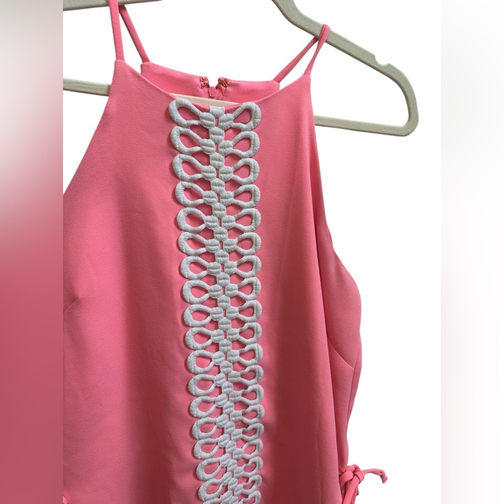 Lilly Pulitzer Pearl Romper Dress Lillys Neon Coral Sz 8 - Picture 6 of 10